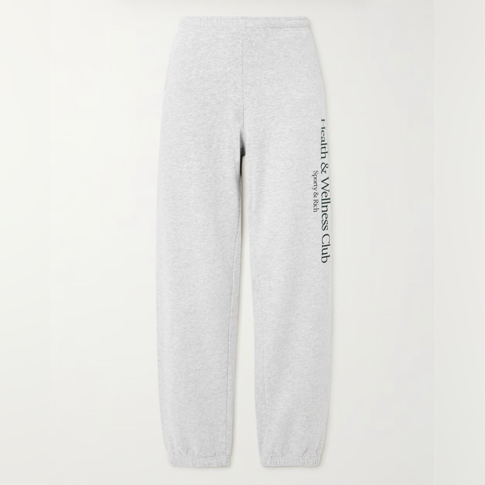 Sporty & rich printed cotton blend tapered track pants XL